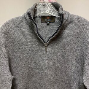 CUSERI ITALIA Quarter Zip Sweater Jumper Size M Stand Up Collar